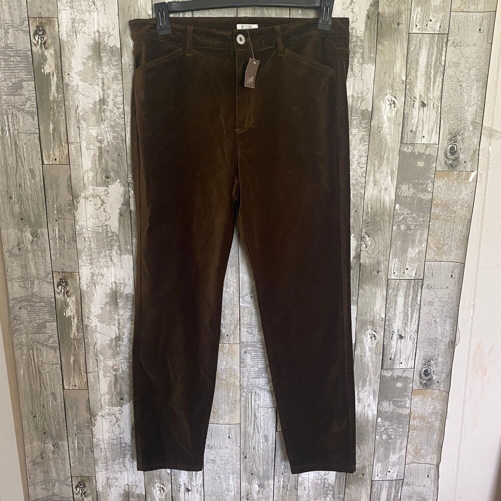 NWT J. Jill deep olive green velvet skinny pants 12